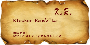 Klecker Renáta névjegykártya